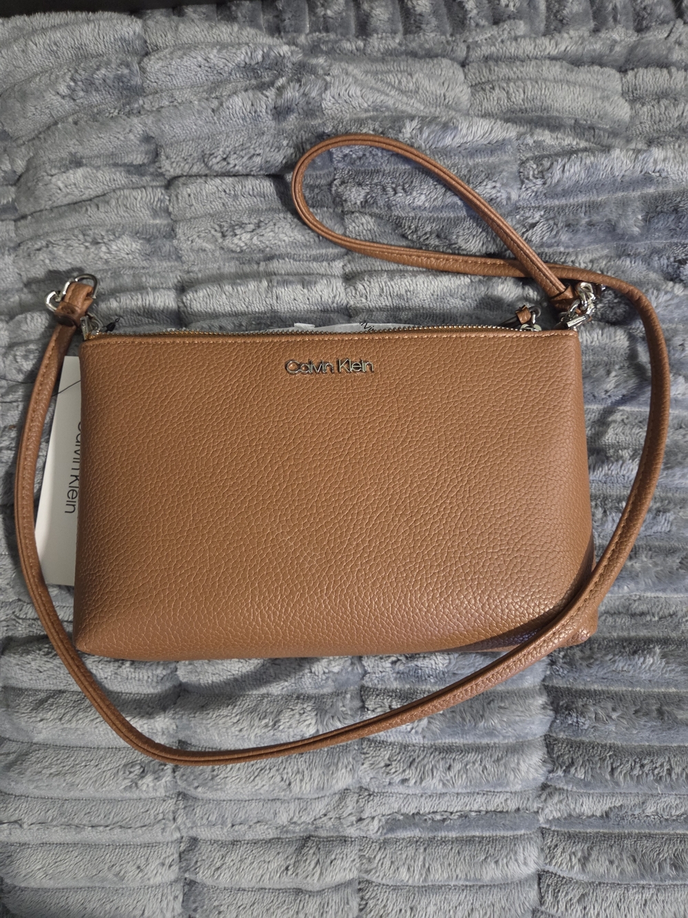 Calvin Klein Brown Pebbled Leather Crossbody Bag